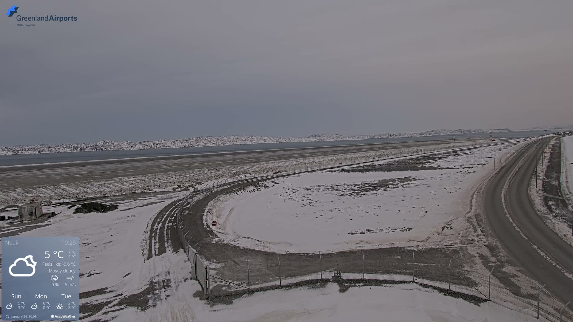 Nuuk Airport North Towards View Live Cam GOH / BGGH - Nuuk, Sermersooq, Greenland, Denmark