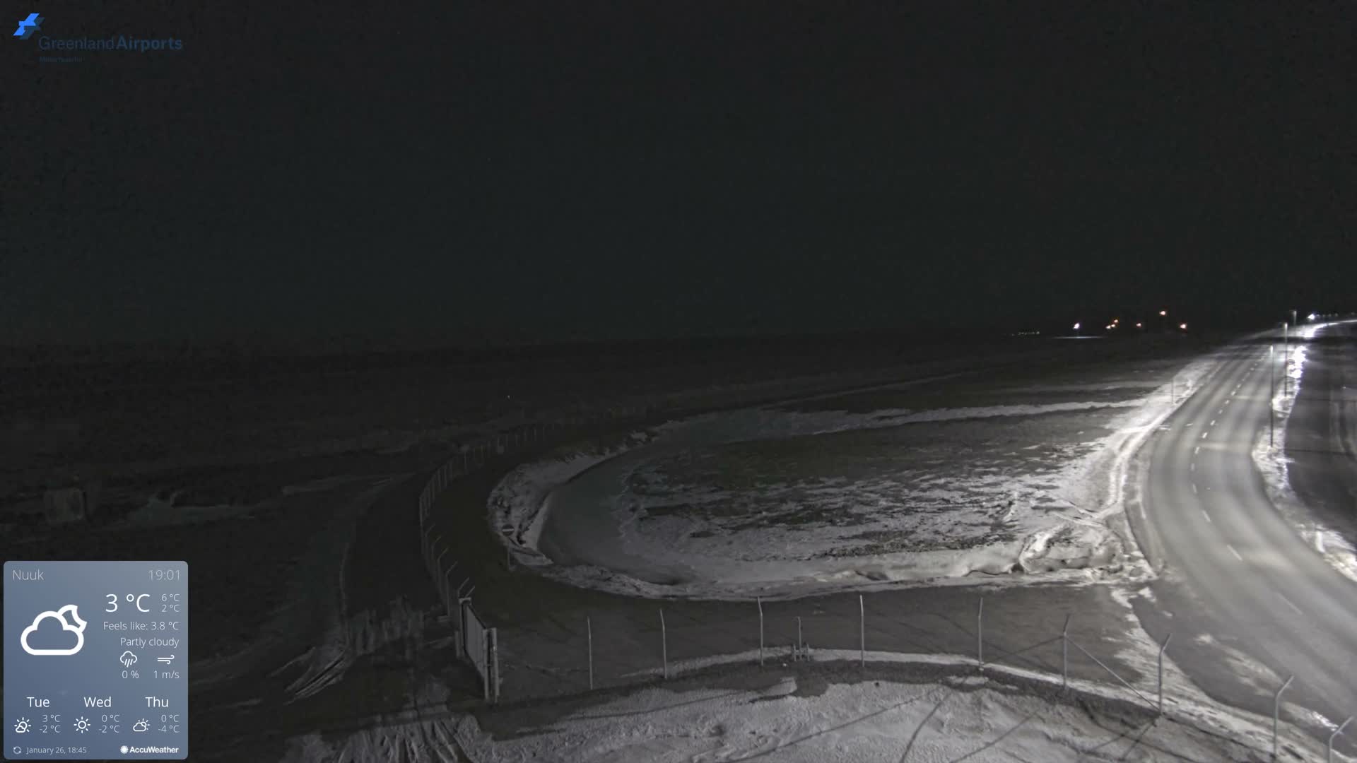 Nuuk Airport North Towards View Live Cam GOH / BGGH - Nuuk, Sermersooq, Greenland, Denmark