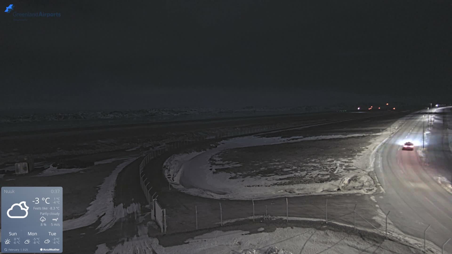 Nuuk Airport North Towards View Live Cam GOH / BGGH - Nuuk, Sermersooq, Greenland, Denmark