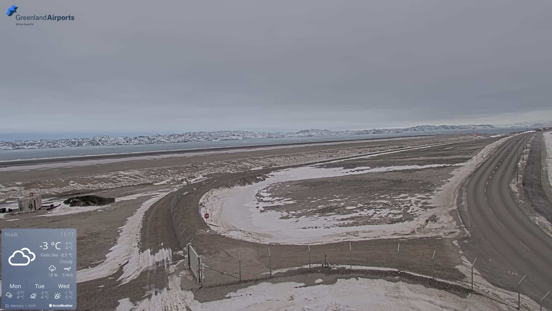 Nuuk Airport North Towards View Live Cam GOH / BGGH - Nuuk, Sermersooq, Greenland, Denmark