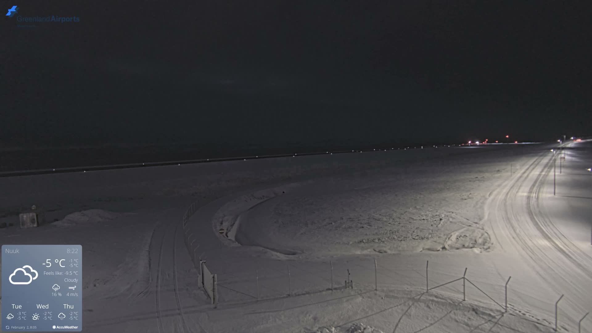 Nuuk Airport North Towards View Live Cam GOH / BGGH - Nuuk, Sermersooq, Greenland, Denmark