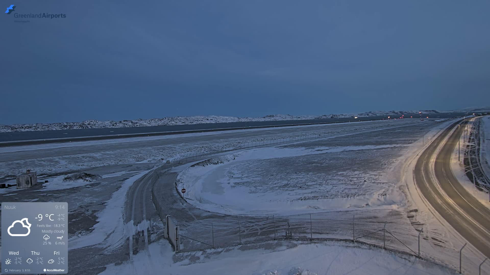 Nuuk Airport North Towards View Live Cam GOH / BGGH - Nuuk, Sermersooq, Greenland, Denmark