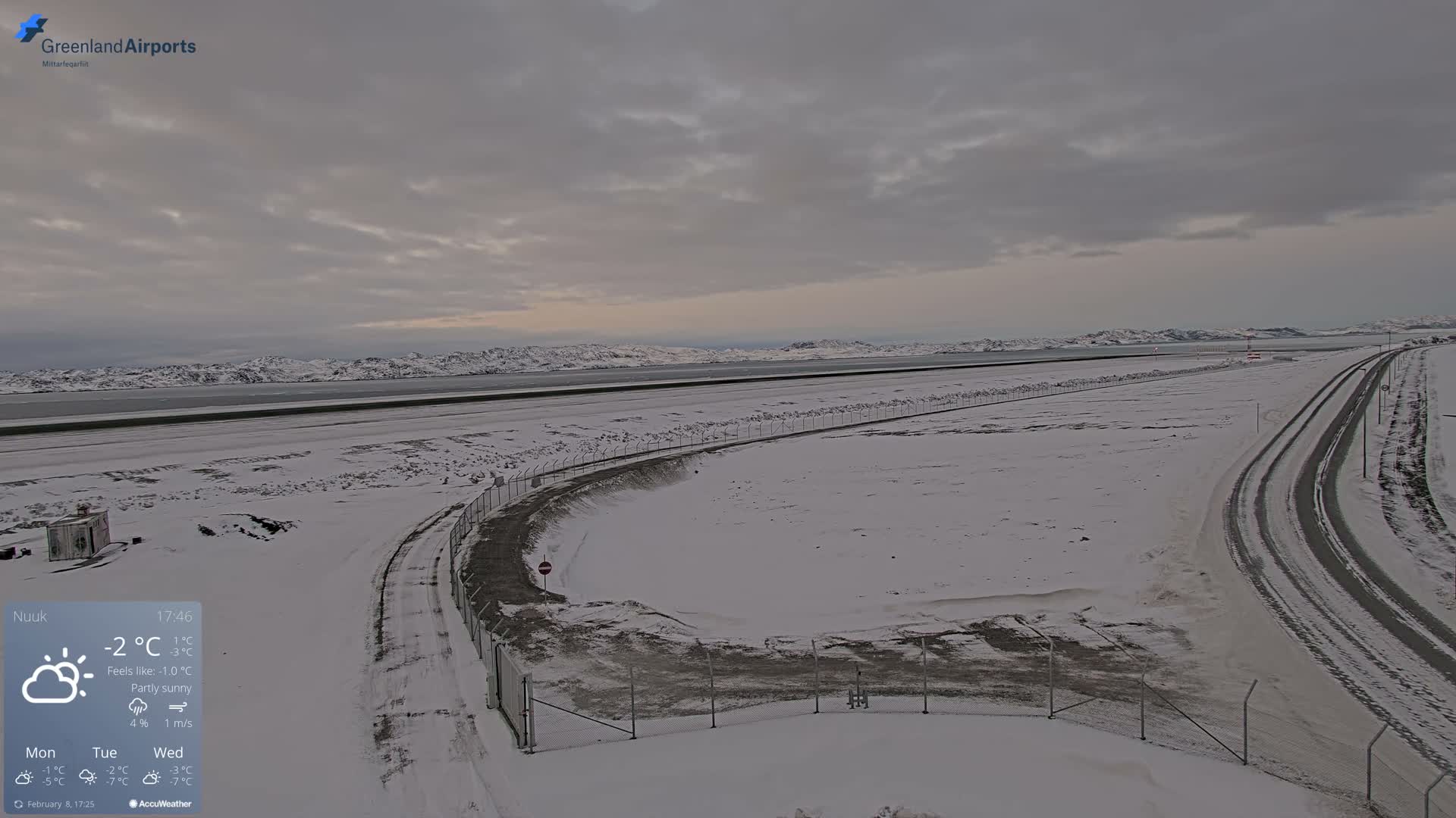 Nuuk Airport North Towards View Live Cam GOH / BGGH - Nuuk, Sermersooq, Greenland, Denmark