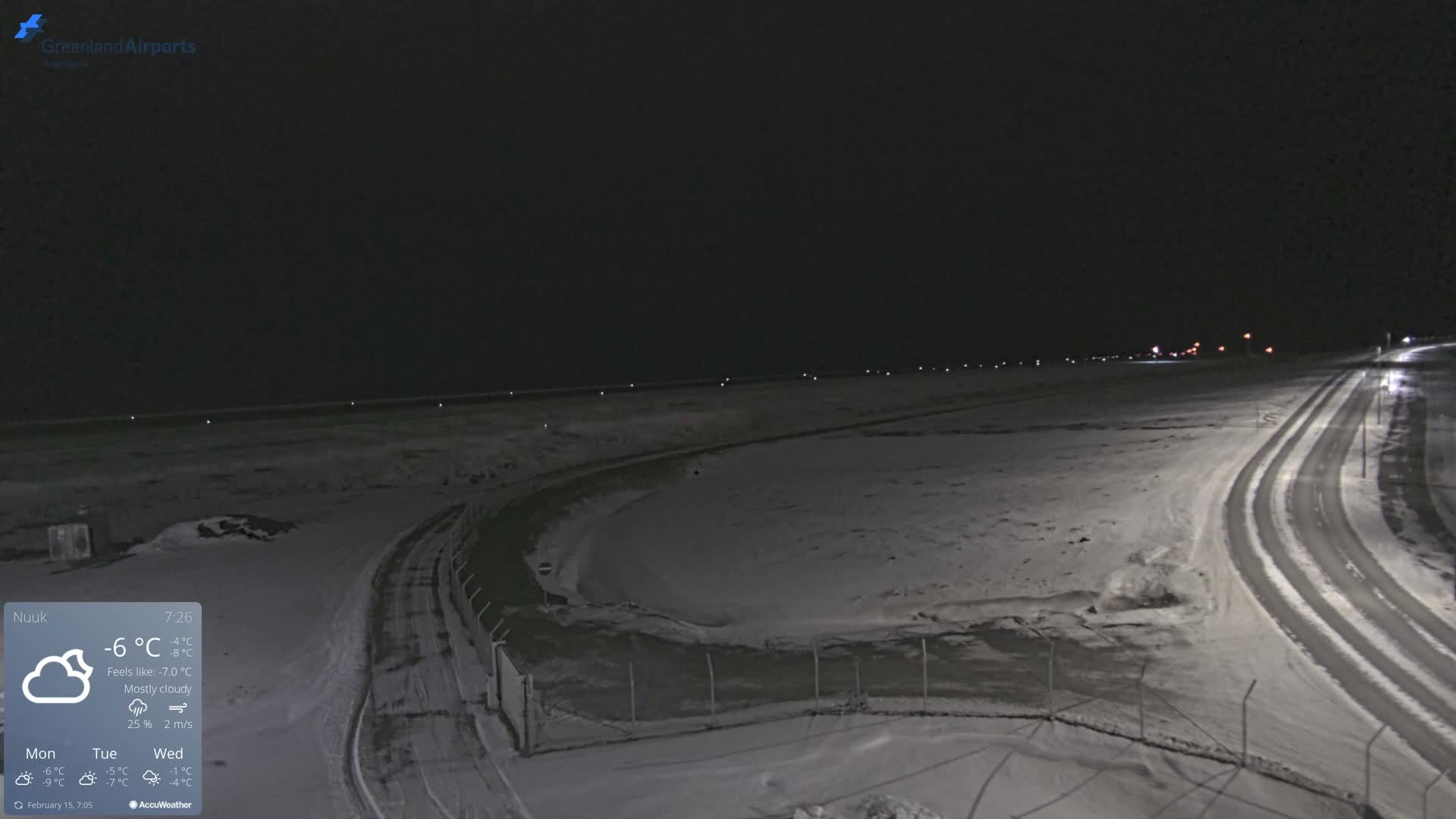 Nuuk Airport North Towards View Live Cam GOH / BGGH - Nuuk, Sermersooq, Greenland, Denmark