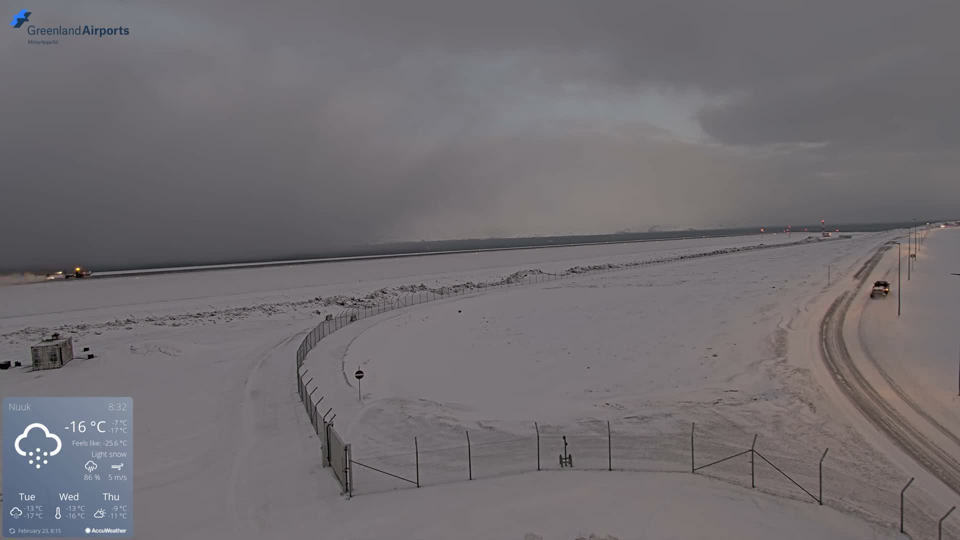 Nuuk Airport North Towards View Live Cam GOH / BGGH - Nuuk, Sermersooq, Greenland, Denmark