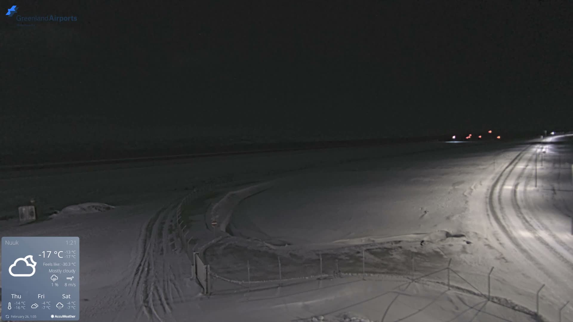 Nuuk Airport North Towards View Live Cam GOH / BGGH - Nuuk, Sermersooq, Greenland, Denmark
