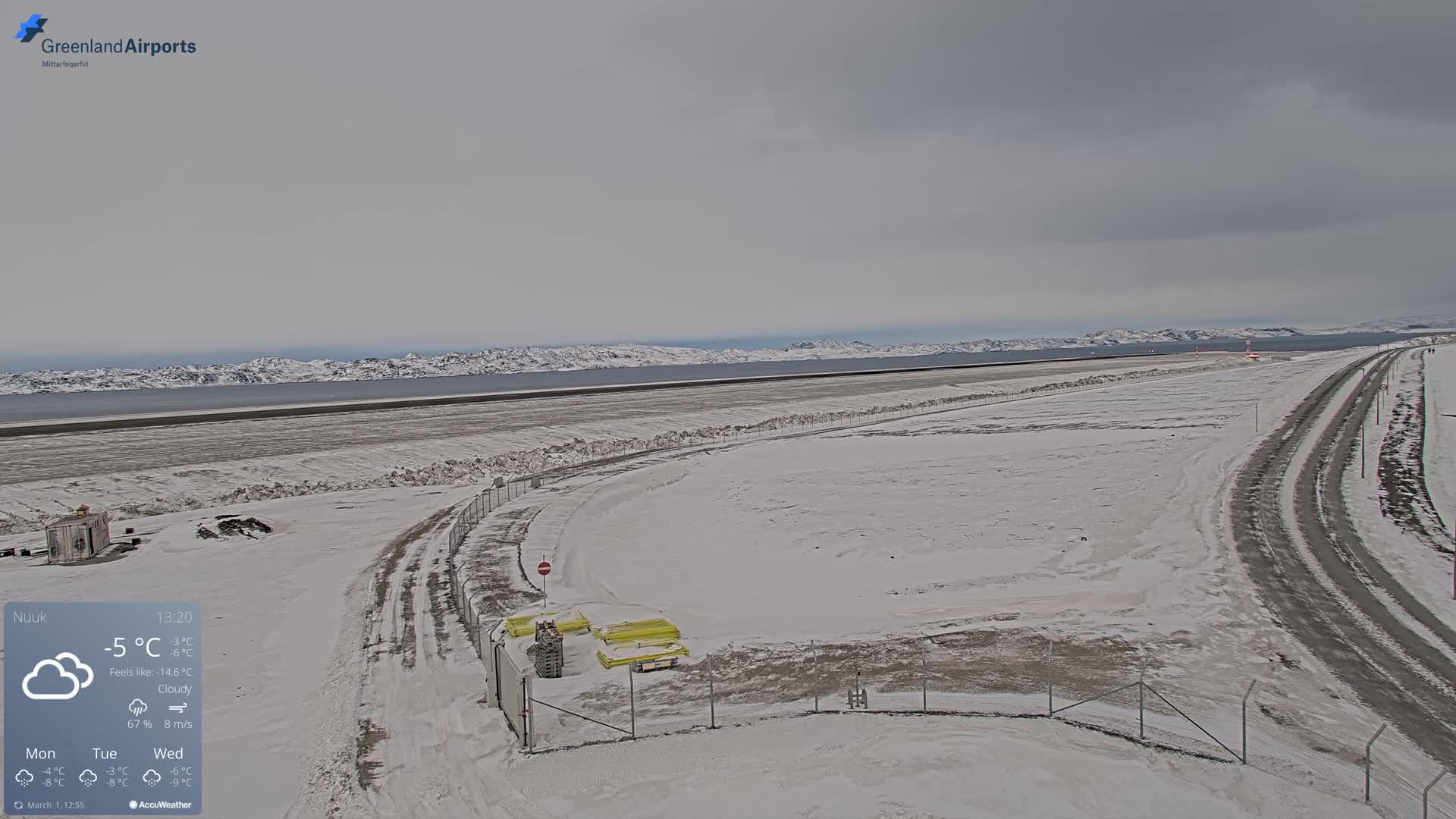 Nuuk Airport North Towards View Live Cam GOH / BGGH - Nuuk, Sermersooq, Greenland, Denmark