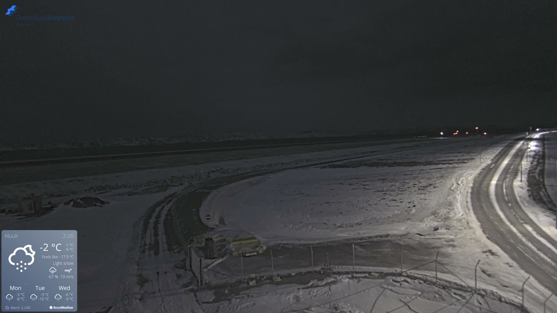 Nuuk Airport North Towards View Live Cam GOH / BGGH - Nuuk, Sermersooq, Greenland, Denmark
