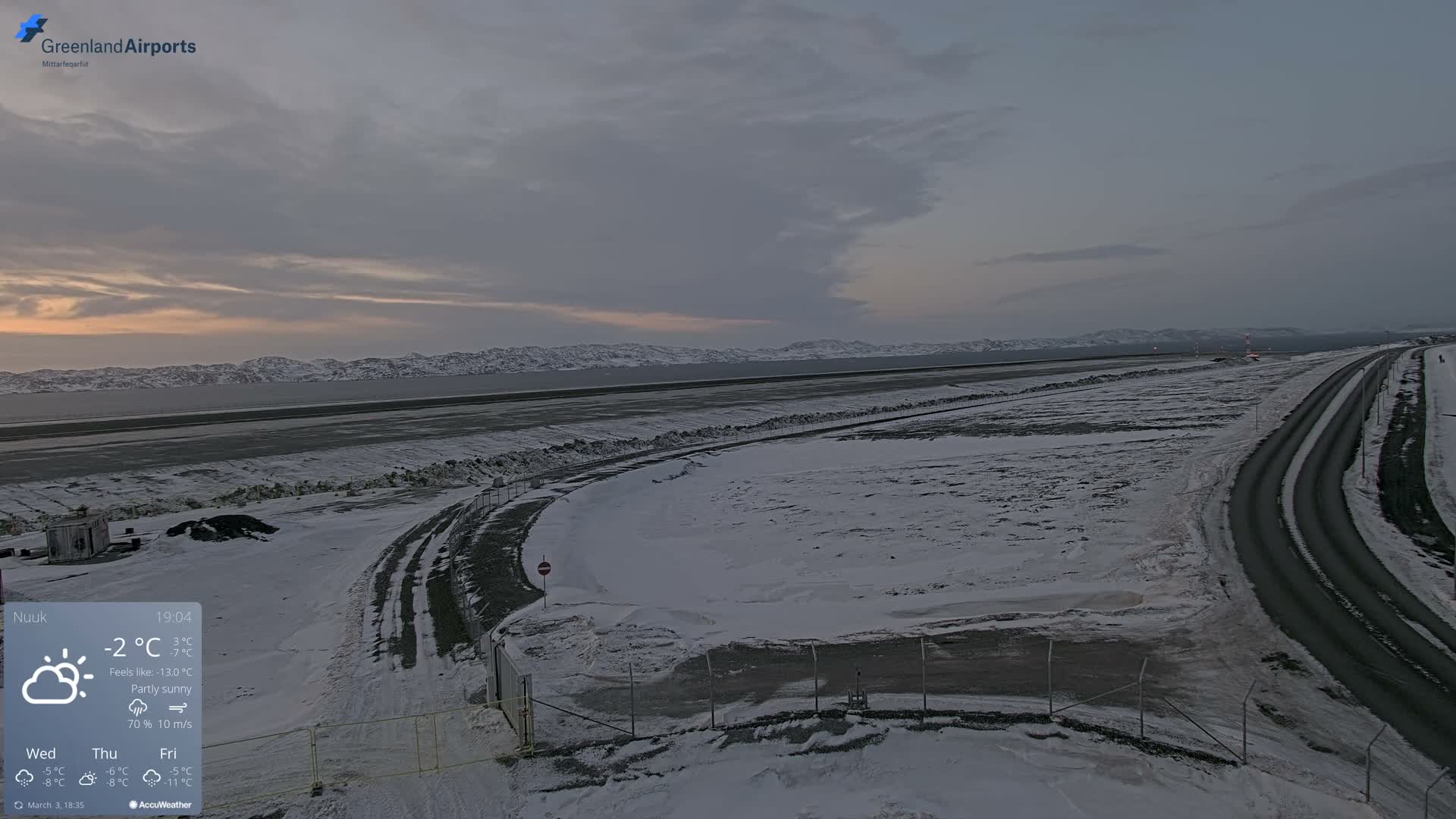 Nuuk Airport North Towards View Live Cam GOH / BGGH - Nuuk, Sermersooq, Greenland, Denmark