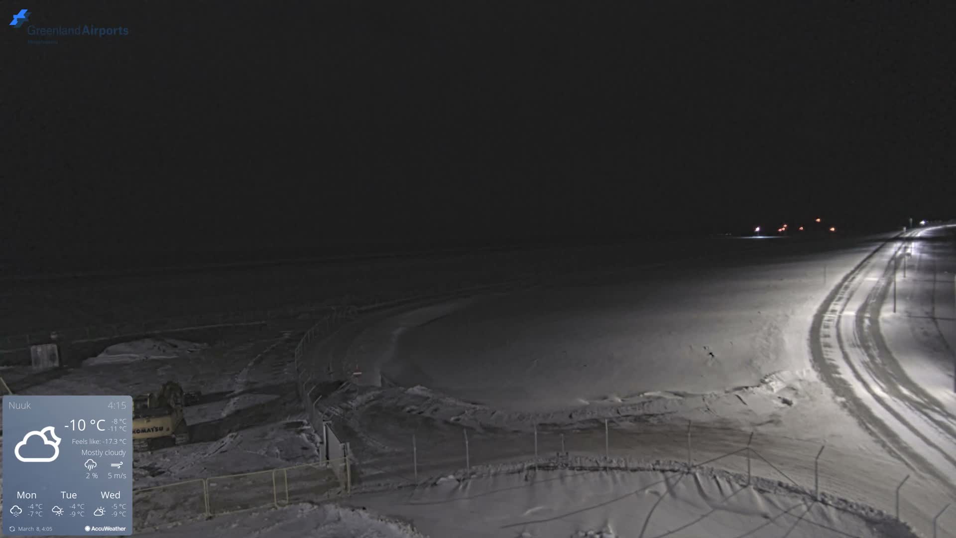 Nuuk Airport North Towards View Live Cam GOH / BGGH - Nuuk, Sermersooq, Greenland, Denmark