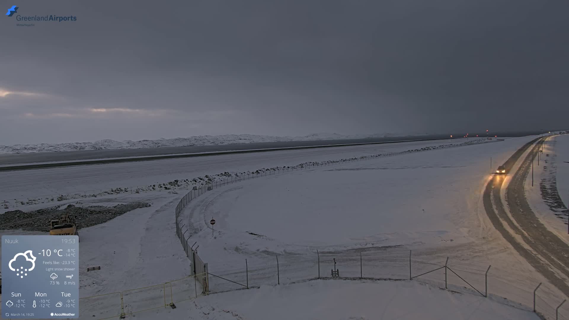 Nuuk Airport North Towards View Live Cam GOH / BGGH - Nuuk, Sermersooq, Greenland, Denmark