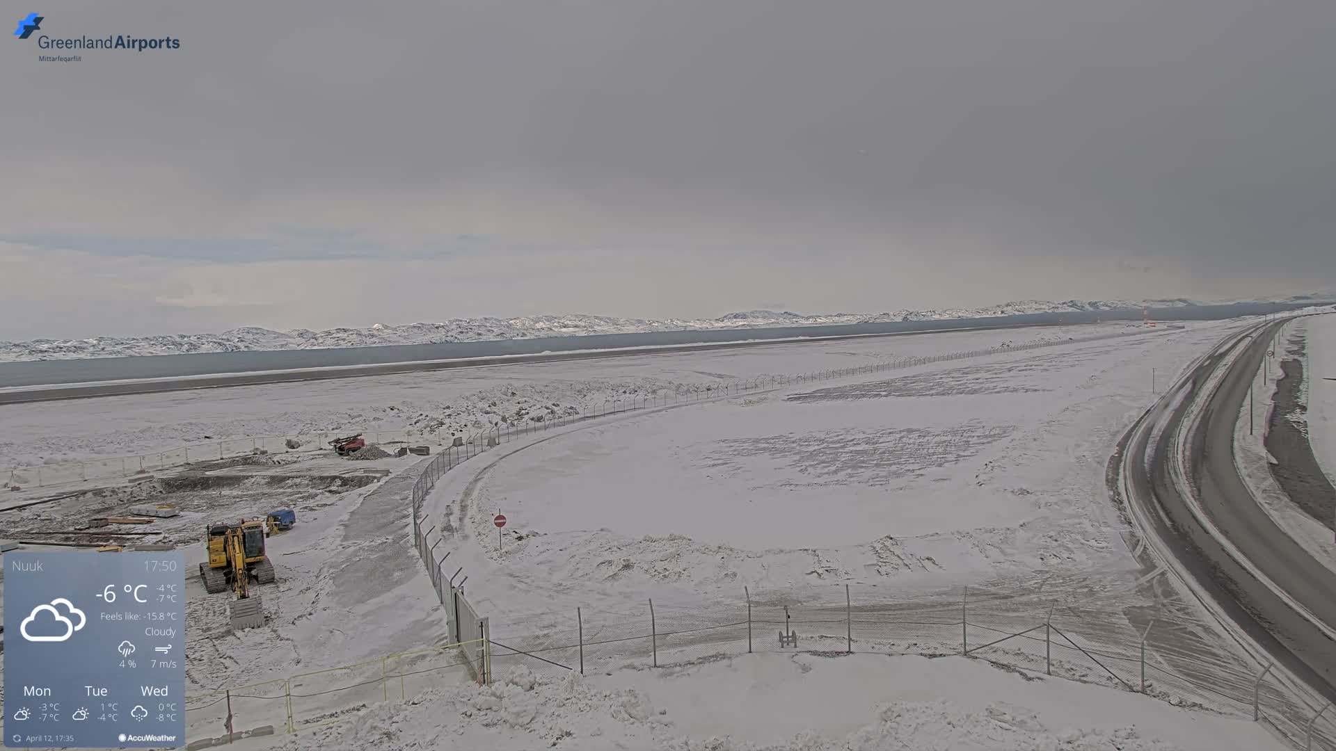 Nuuk Airport North Towards View Live Cam GOH / BGGH - Nuuk, Sermersooq, Greenland, Denmark