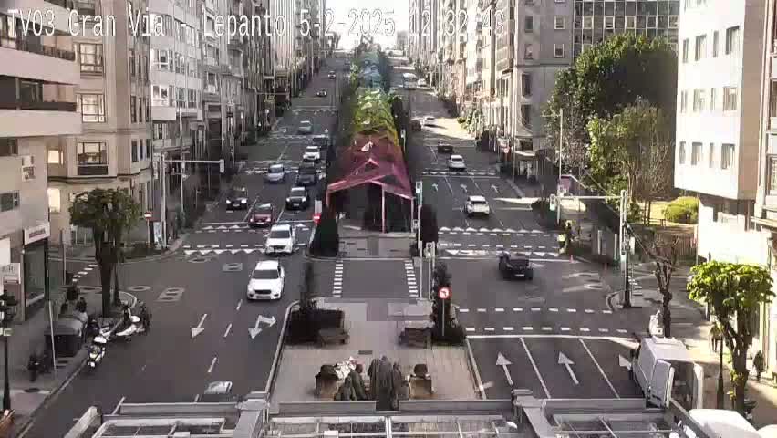 Avenida Gran Vía Avenue & Rua Lepanto Live Cam - Pontevedra, Galicia, Spain