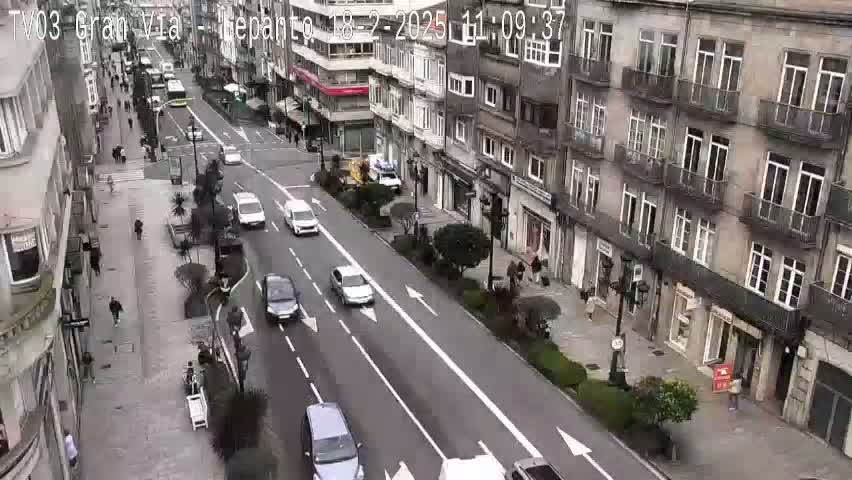 Avenida Gran Vía Avenue & Rua Lepanto Live Cam - Pontevedra, Galicia, Spain