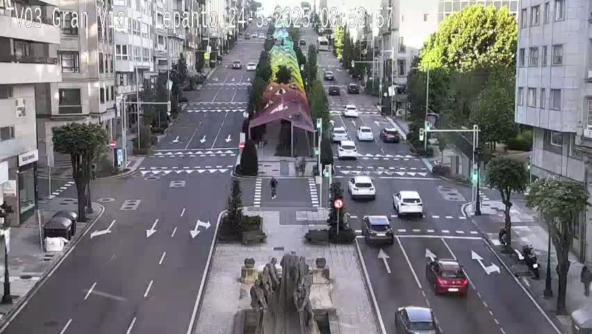 Avenida Gran Vía Avenue & Rua Lepanto Live Cam - Pontevedra, Galicia, Spain