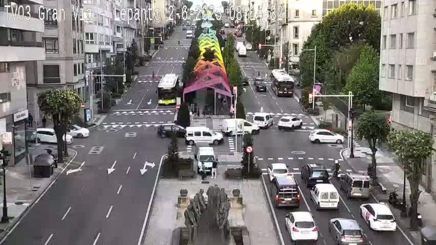 Avenida Gran Vía Avenue & Rua Lepanto Live Cam - Pontevedra, Galicia, Spain