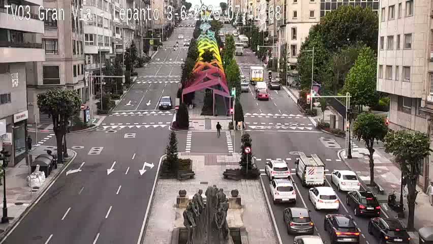 Avenida Gran Vía Avenue & Rua Lepanto Live Cam - Pontevedra, Galicia, Spain