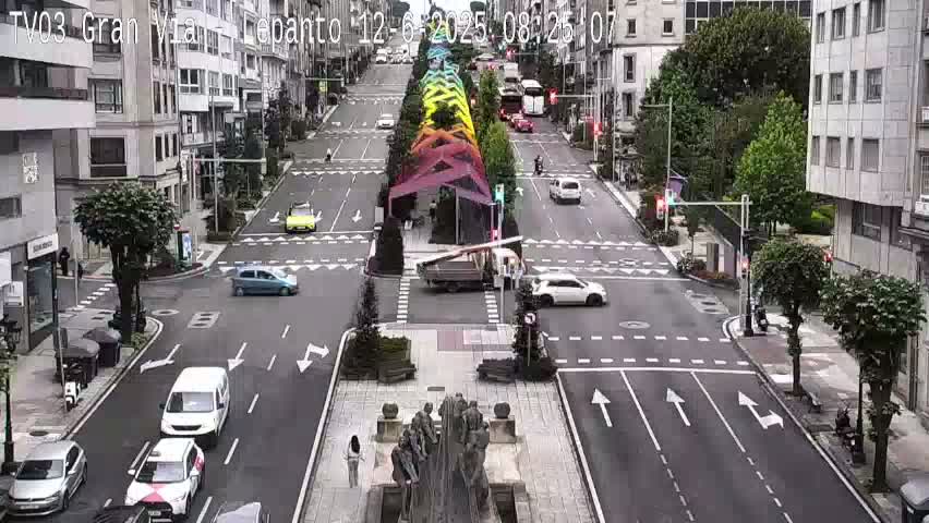 Avenida Gran Vía Avenue & Rua Lepanto Live Cam - Pontevedra, Galicia, Spain