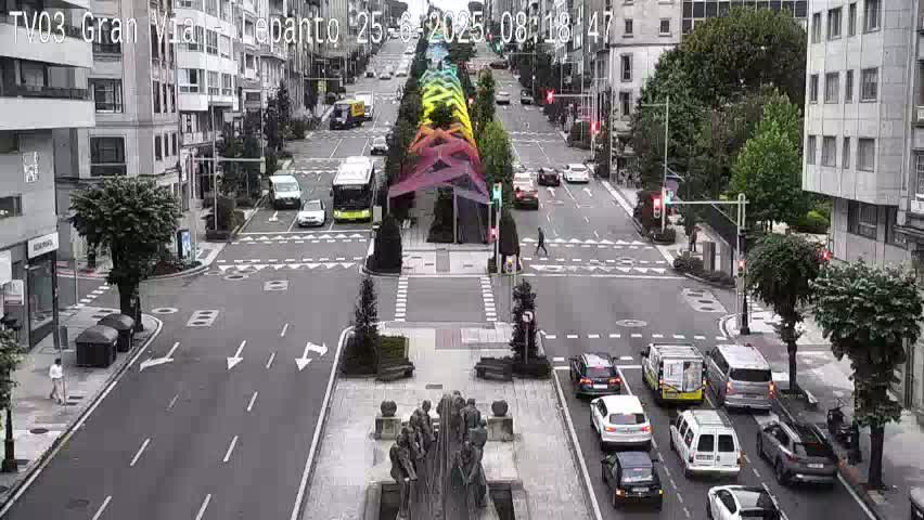 Avenida Gran Vía Avenue & Rua Lepanto Live Cam - Pontevedra, Galicia, Spain