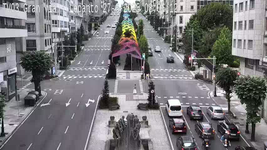 Avenida Gran Vía Avenue & Rua Lepanto Live Cam - Pontevedra, Galicia, Spain