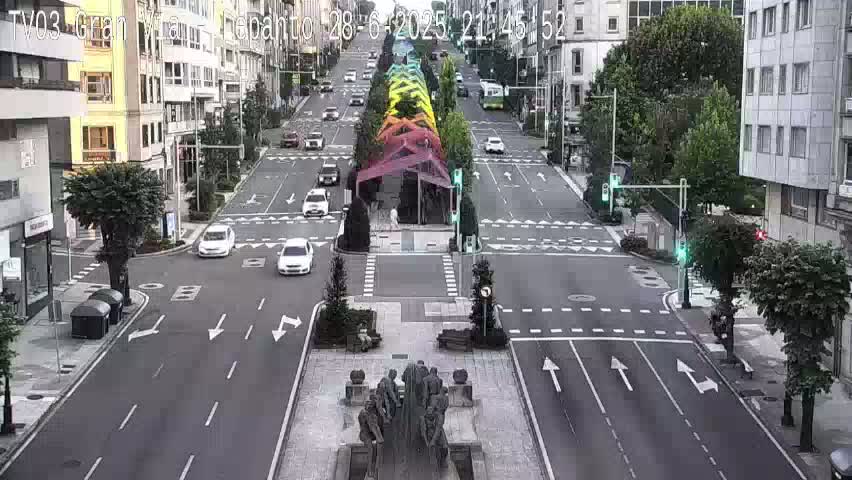 Avenida Gran Vía Avenue & Rua Lepanto Live Cam - Pontevedra, Galicia, Spain