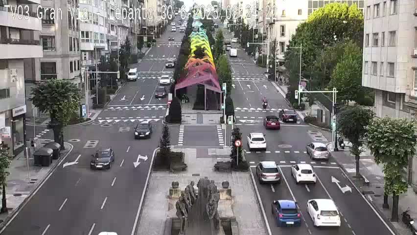 Avenida Gran Vía Avenue & Rua Lepanto Live Cam - Pontevedra, Galicia, Spain