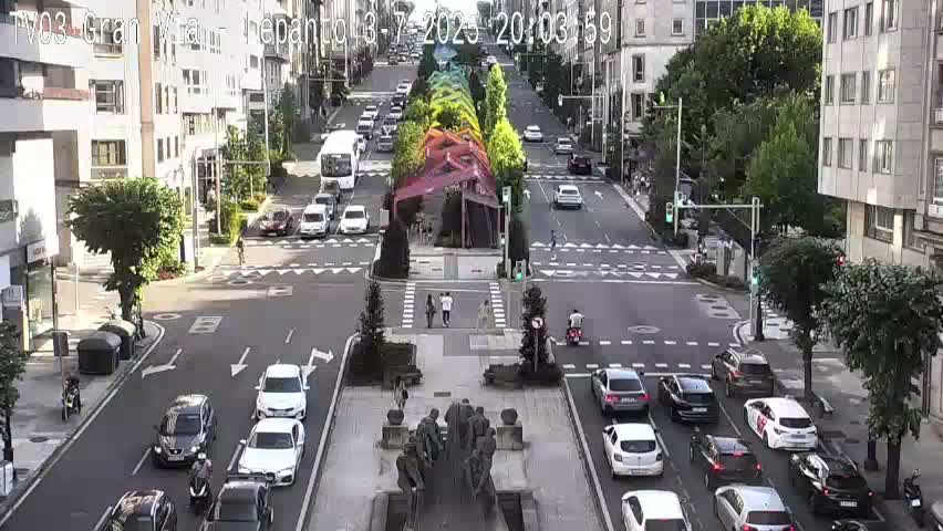 Avenida Gran Vía Avenue & Rua Lepanto Live Cam - Pontevedra, Galicia, Spain