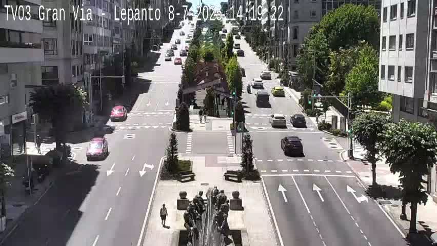 Avenida Gran Vía Avenue & Rua Lepanto Live Cam - Pontevedra, Galicia, Spain