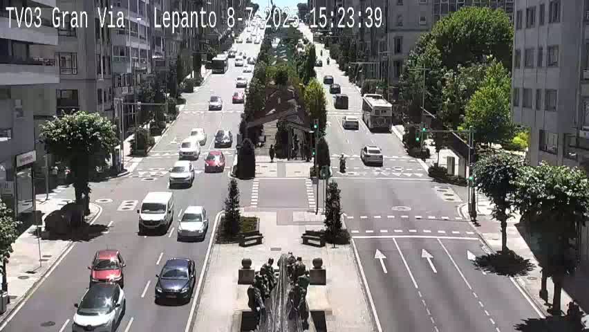 Avenida Gran Vía Avenue & Rua Lepanto Live Cam - Pontevedra, Galicia, Spain