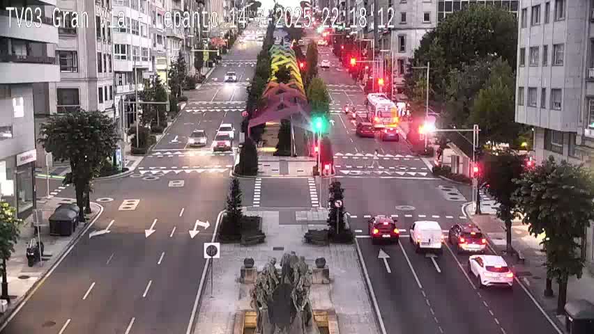 Avenida Gran Vía Avenue & Rua Lepanto Live Cam - Pontevedra, Galicia, Spain