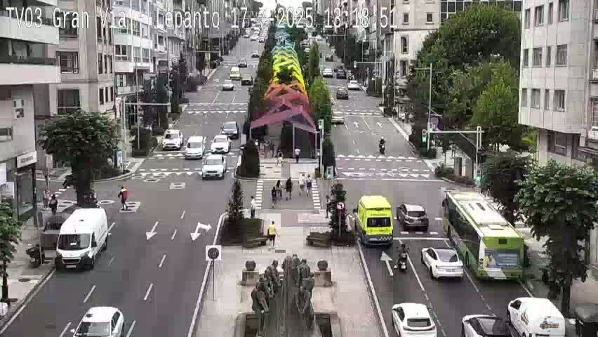 Avenida Gran Vía Avenue & Rua Lepanto Live Cam - Pontevedra, Galicia, Spain