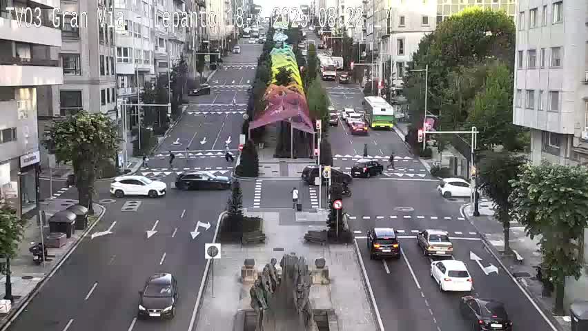 Avenida Gran Vía Avenue & Rua Lepanto Live Cam - Pontevedra, Galicia, Spain