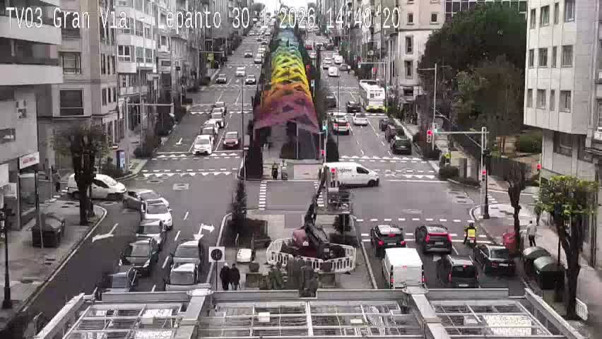 Avenida Gran Vía Avenue & Rua Lepanto Live Cam - Pontevedra, Galicia, Spain