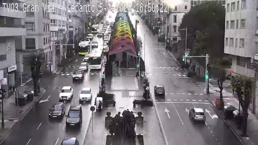 Avenida Gran Vía Avenue & Rua Lepanto Live Cam - Pontevedra, Galicia, Spain