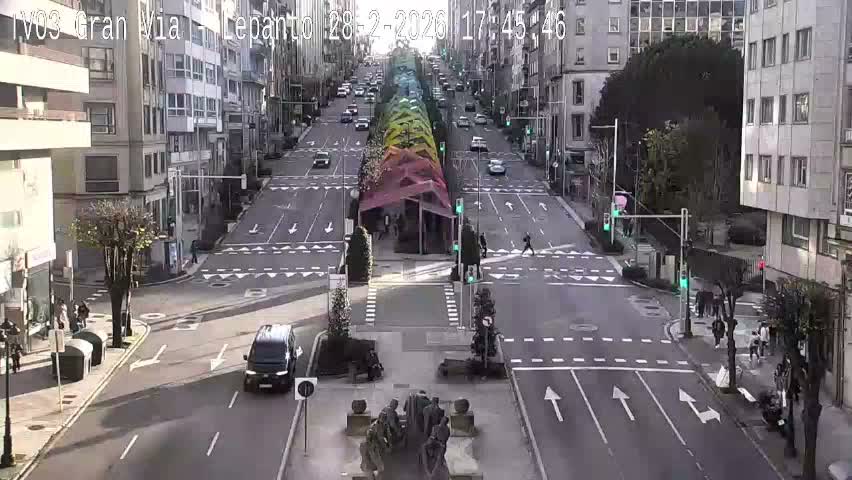 Avenida Gran Vía Avenue & Rua Lepanto Live Cam - Pontevedra, Galicia, Spain
