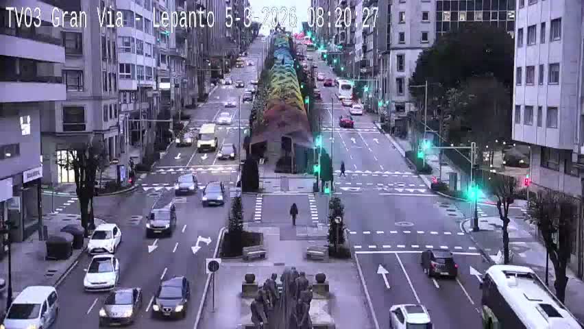 Avenida Gran Vía Avenue & Rua Lepanto Live Cam - Pontevedra, Galicia, Spain