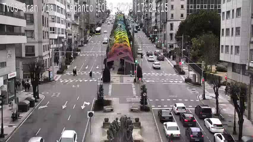 Avenida Gran Vía Avenue & Rua Lepanto Live Cam - Pontevedra, Galicia, Spain