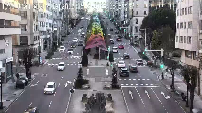 Avenida Gran Vía Avenue & Rua Lepanto Live Cam - Pontevedra, Galicia, Spain