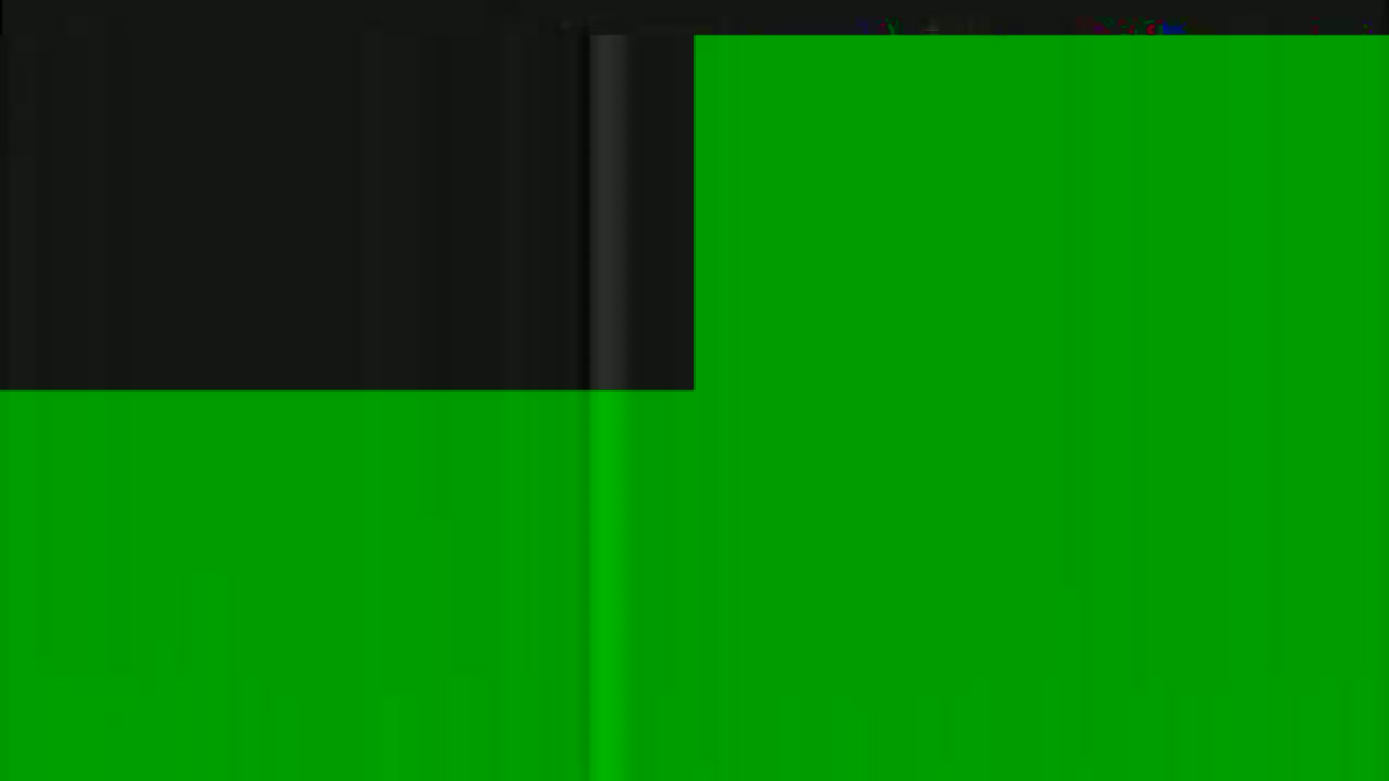The image shows a split screen with a dark gray area at the top and a bright green area at the bottom.