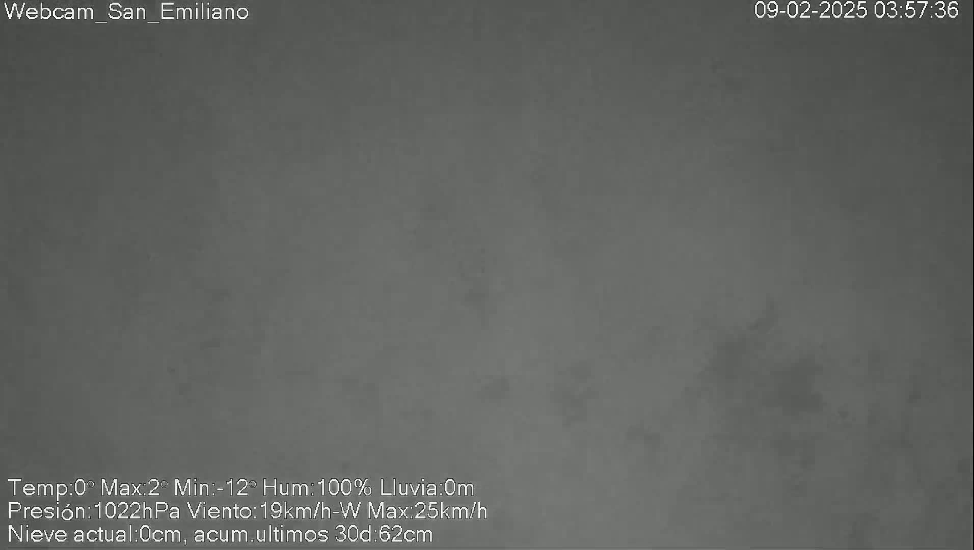 A gray, overcast sky is shown, with 100% humidity and no rain.