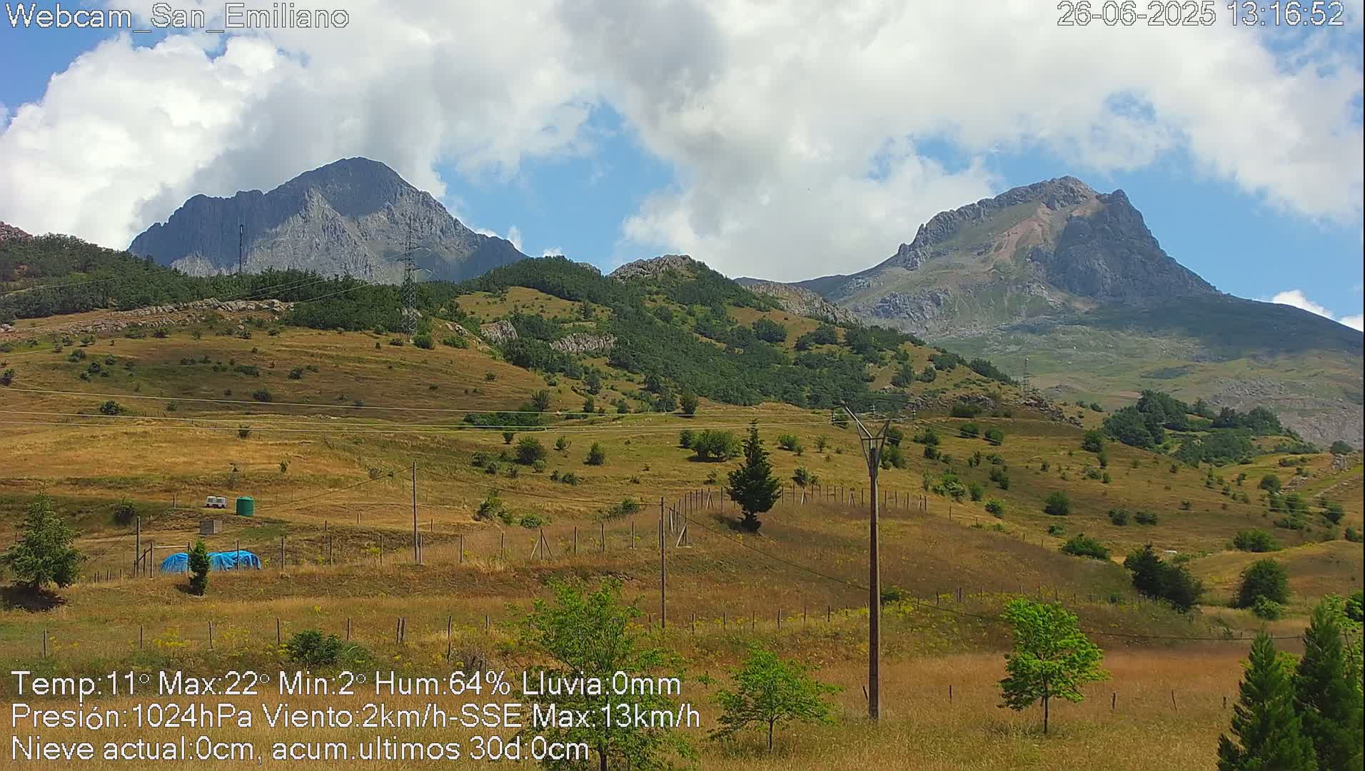Peña Ubiña (Ubina Mount Peaks) From Babia  Panaromic Live Cam - León, Castile&Leon, Spain