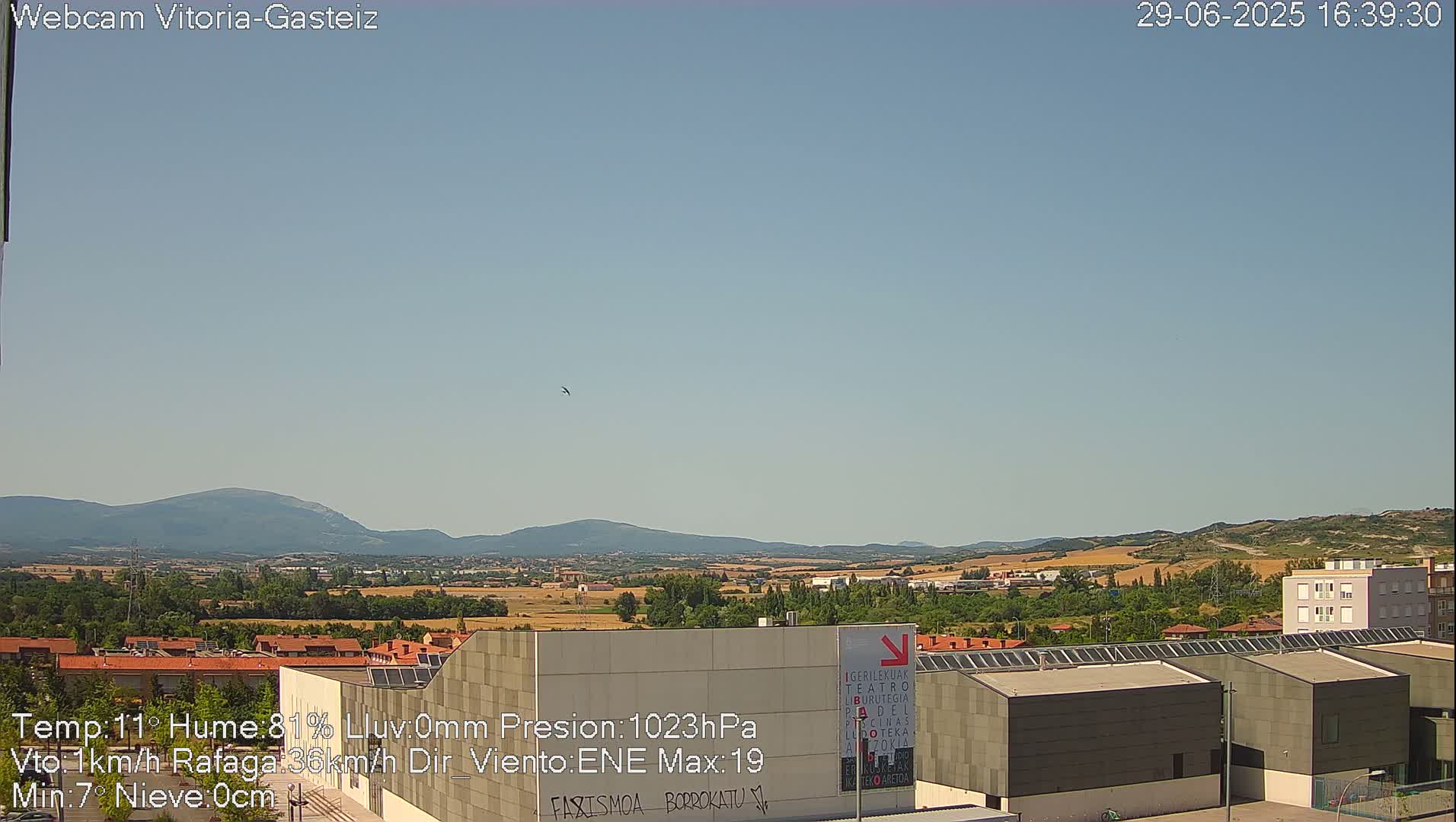 Gorbea Mount & Plain from Vitoria-Gasteiz Live Cam - Araba, Basque, Spain