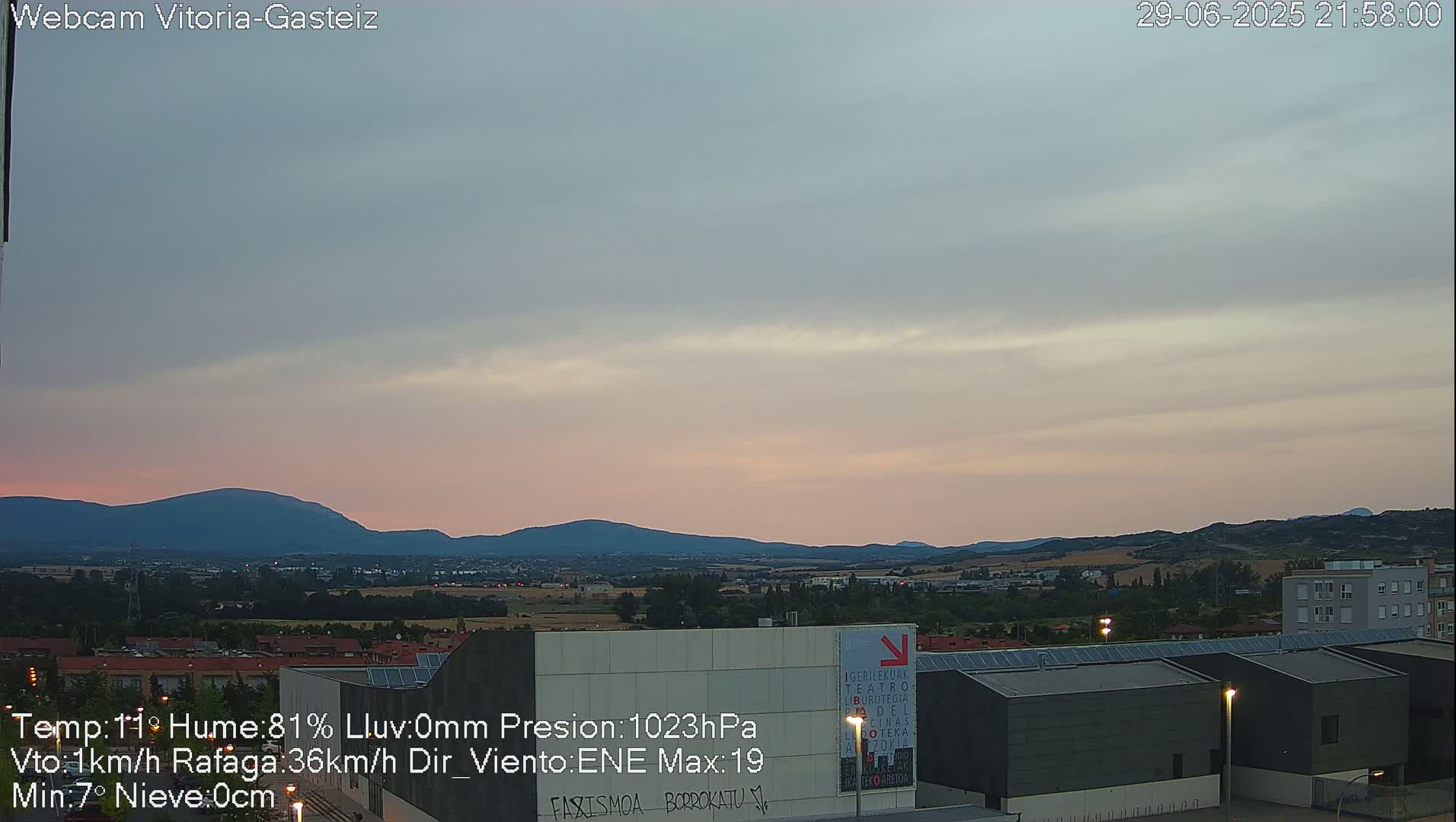 Gorbea Mount & Plain from Vitoria-Gasteiz Live Cam - Araba, Basque, Spain