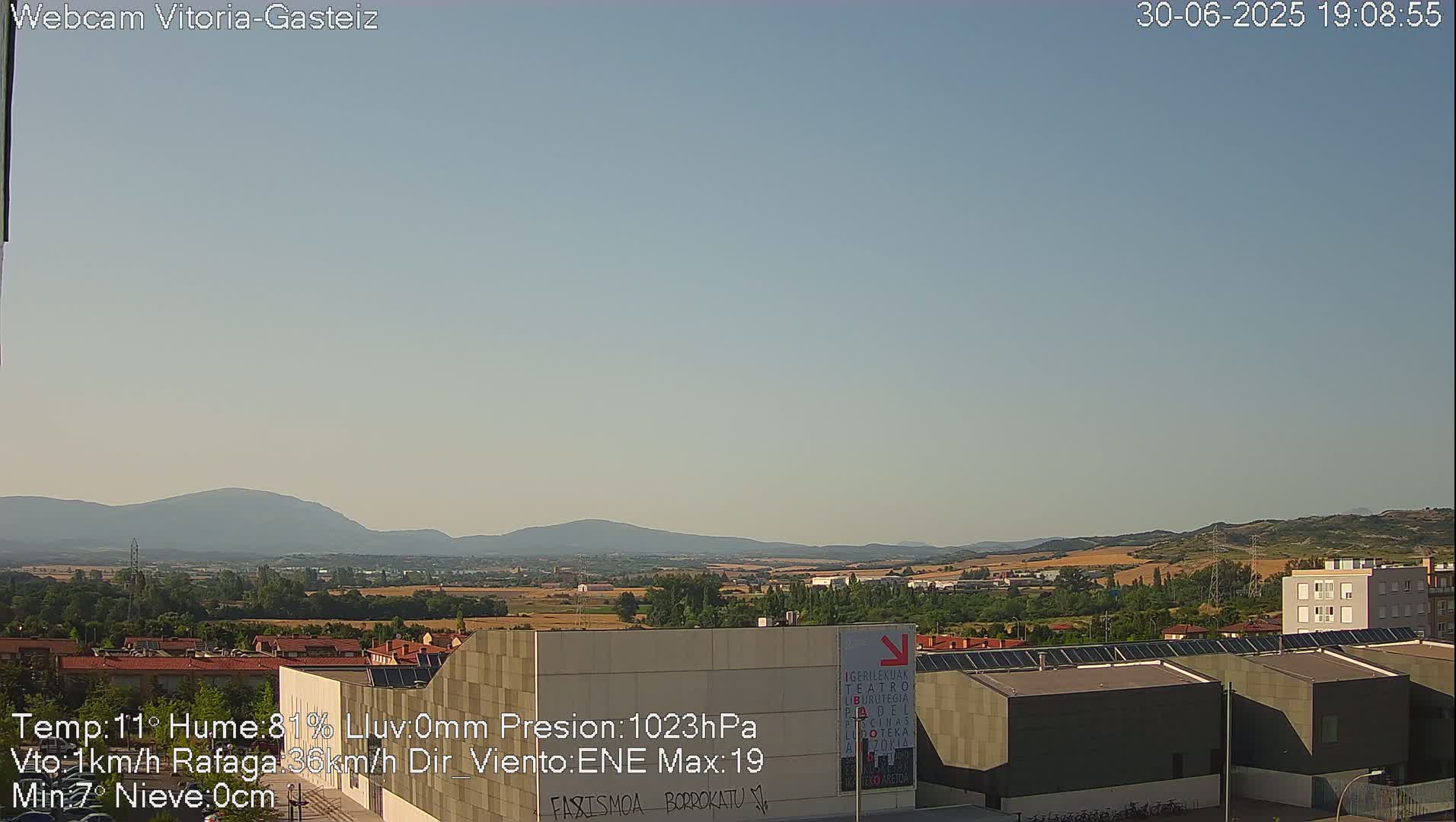 Gorbea Mount & Plain from Vitoria-Gasteiz Live Cam - Araba, Basque, Spain