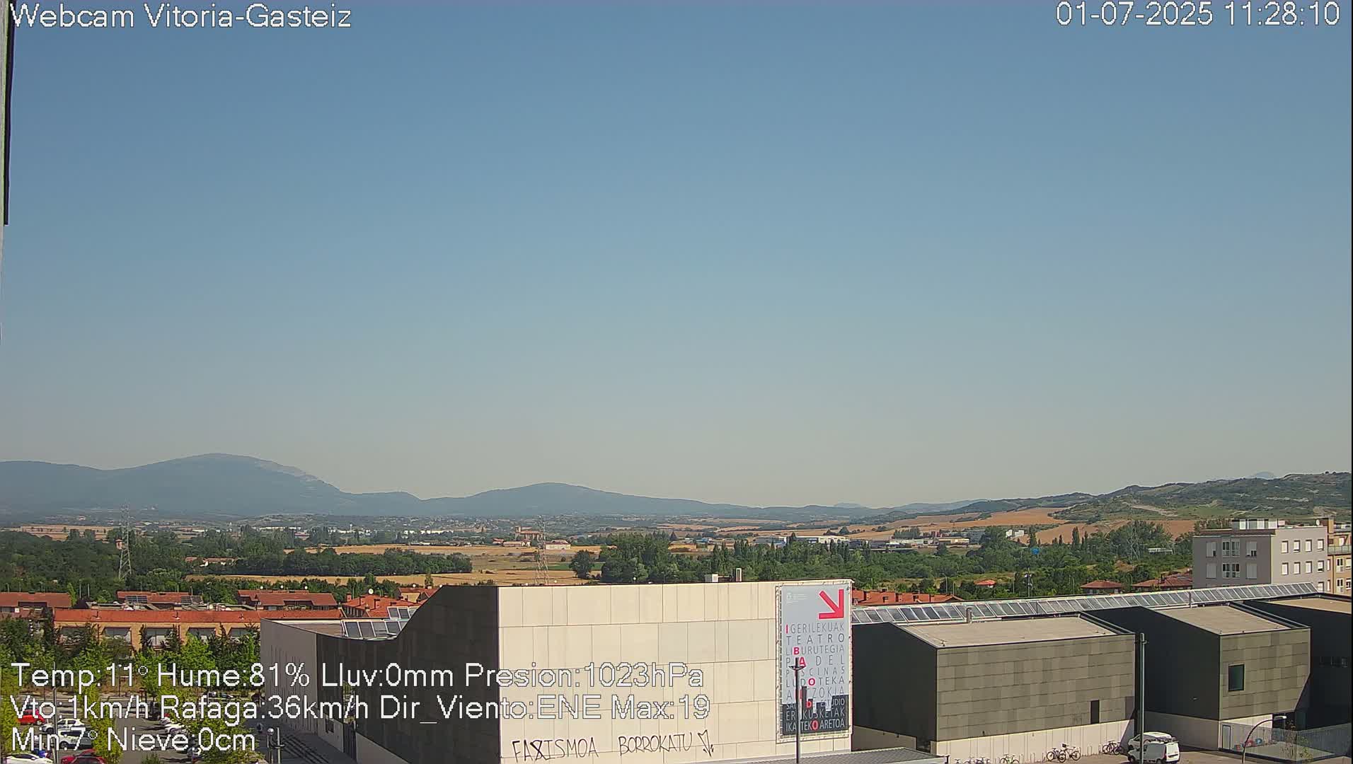 Gorbea Mount & Plain from Vitoria-Gasteiz Live Cam - Araba, Basque, Spain
