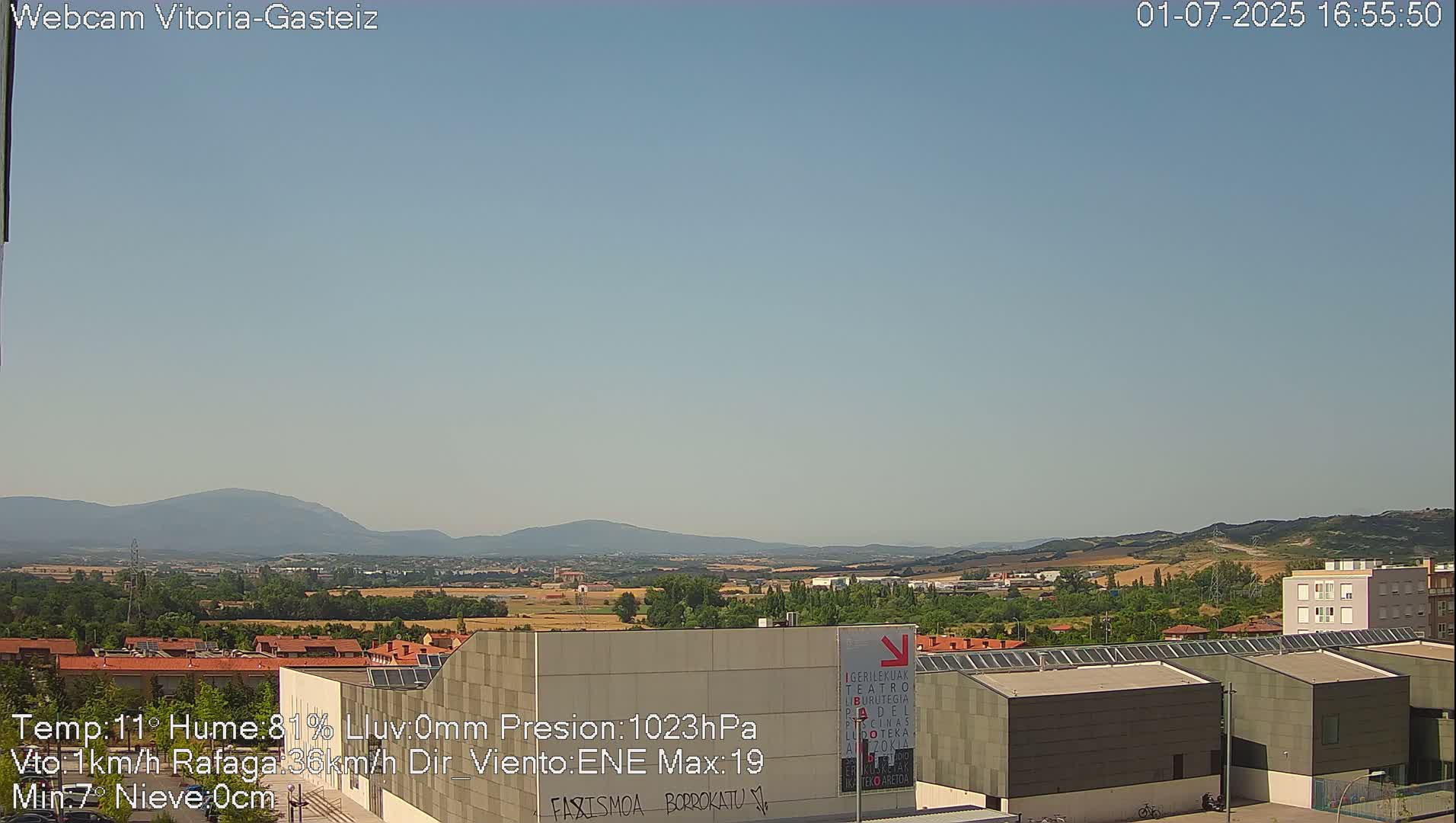 Gorbea Mount & Plain from Vitoria-Gasteiz Live Cam - Araba, Basque, Spain