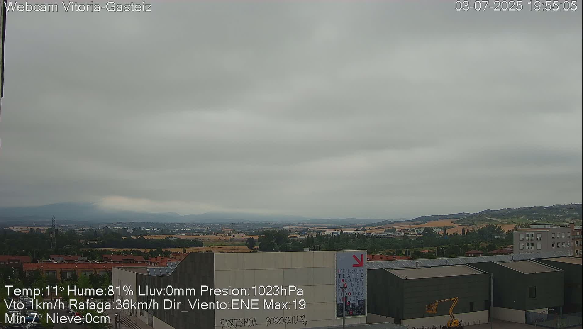 Gorbea Mount & Plain from Vitoria-Gasteiz Live Cam - Araba, Basque, Spain