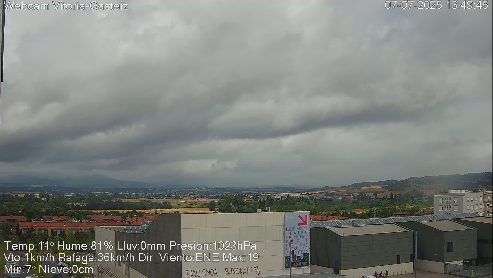 Gorbea Mount & Plain from Vitoria-Gasteiz Live Cam - Araba, Basque, Spain