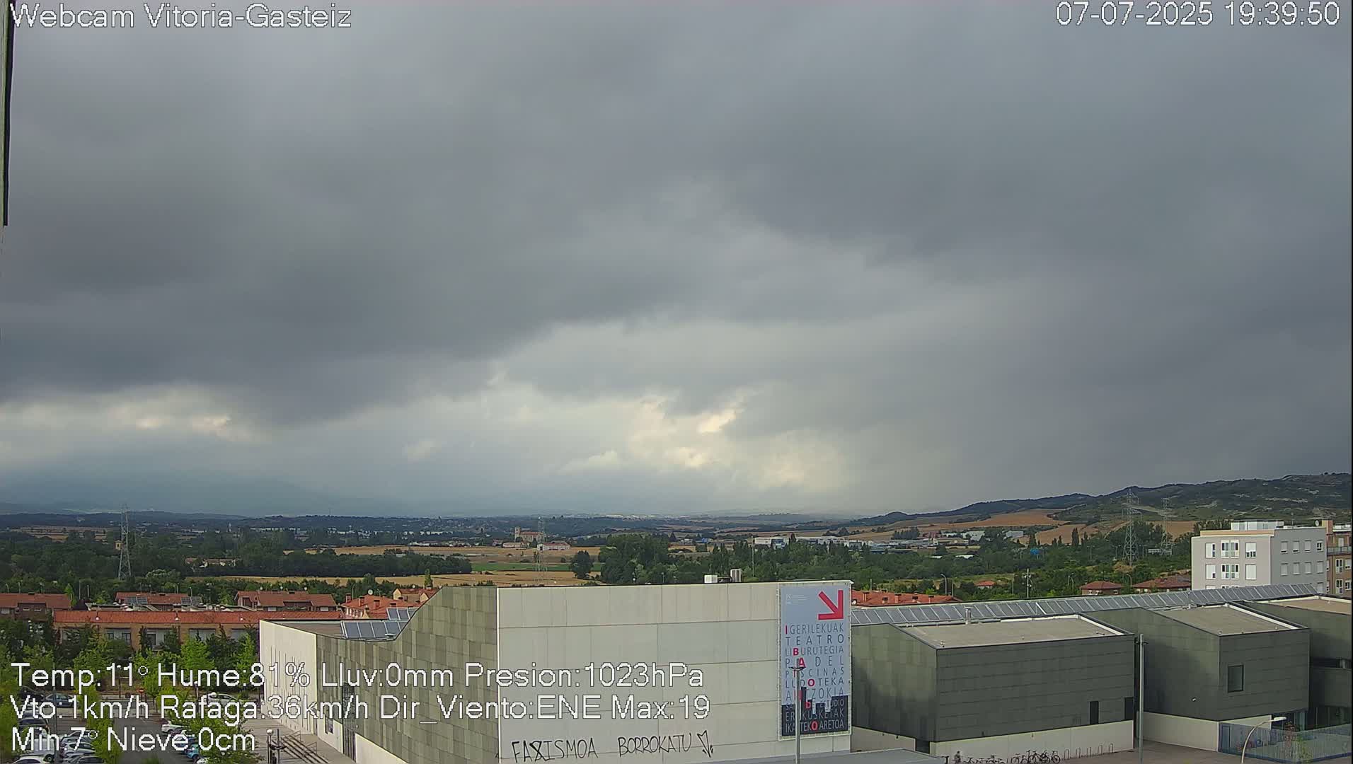 Gorbea Mount & Plain from Vitoria-Gasteiz Live Cam - Araba, Basque, Spain
