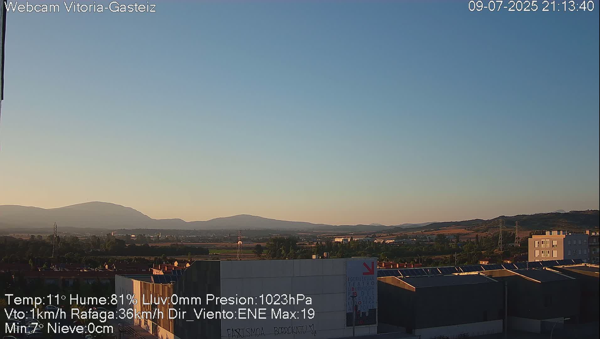 Gorbea Mount & Plain from Vitoria-Gasteiz Live Cam - Araba, Basque, Spain